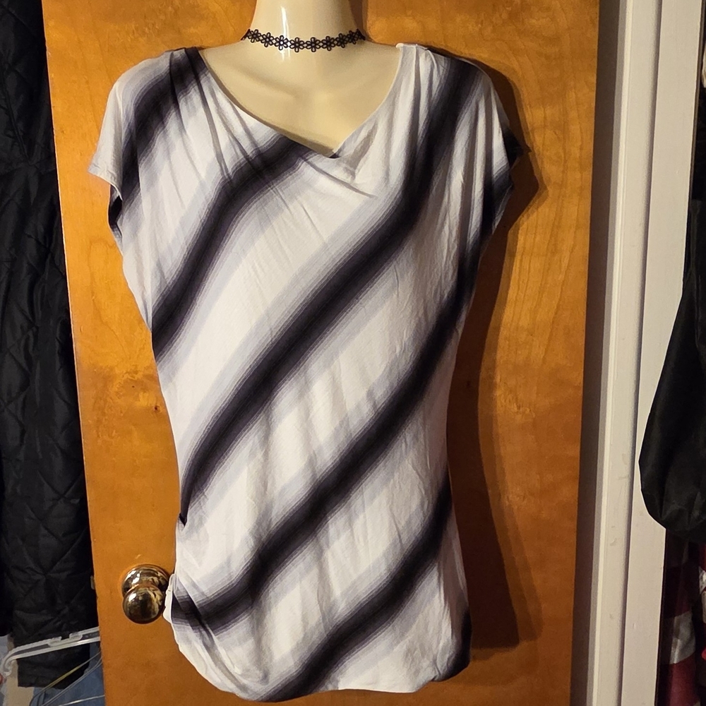 White House Black Market Diagonal Striped Top